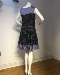 NWT Le Chateau Purple Lilac Black Floral Lace Skater Wedding Cocktail DRESS